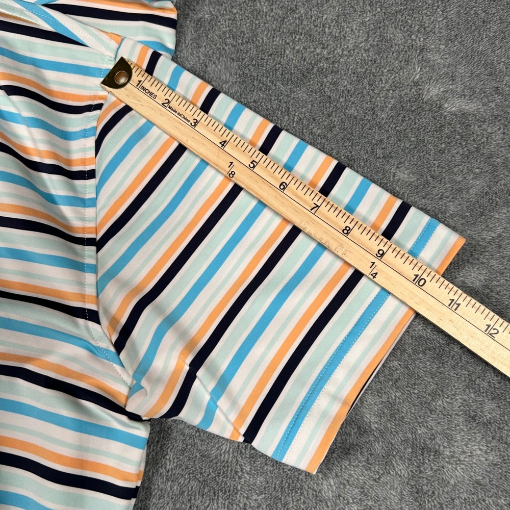 Peter Millar Summer Comfort Kapalua Golf Polo Mens Large Blue Orange Striped L - Picture 11 of 12